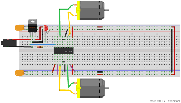 Representational Image of Motor Driver Circuit on Breadboard