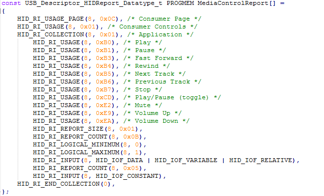 Sceenshot of CALLBACK_HID_Device_CreateHIDReport Function from LUFA library