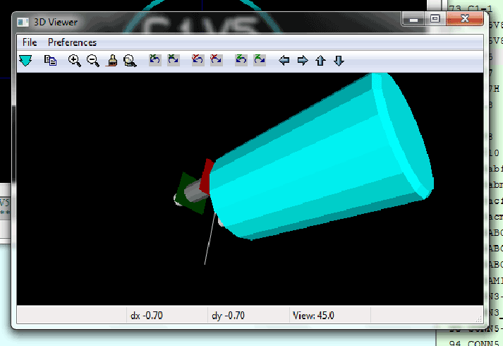 Screenshot of 3D View in KIcad