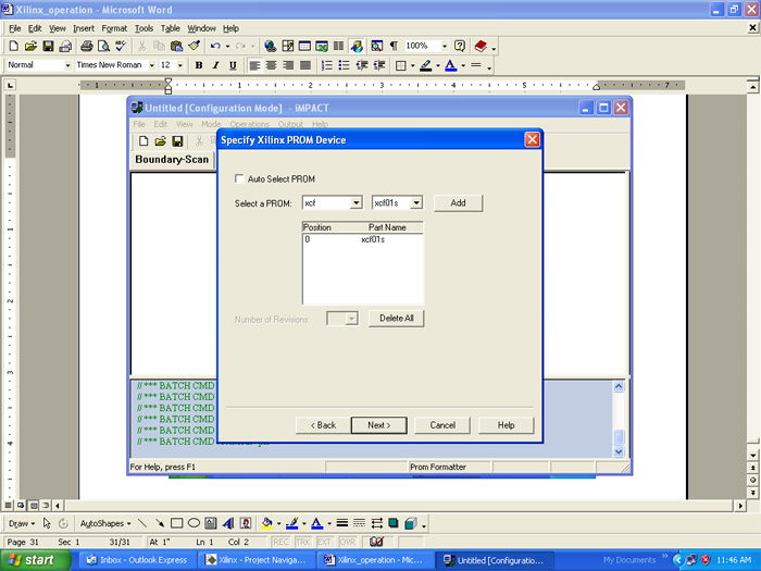 Screenshot of adding xcf in Xilinx 