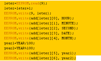 Screenshot of Arduino Code used to store time of letter dropped on EEPROM