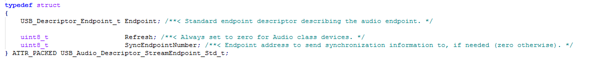 Screenshot of Audio Class specific Stream Endpoint descriptor