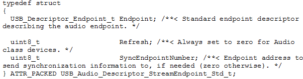 Screenshot of Audio Class specific Stream Endpoint descriptor