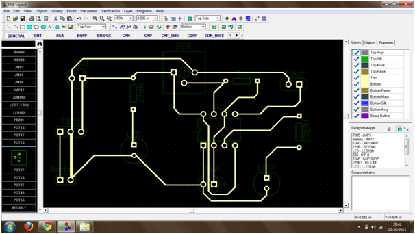 Screenshot of bottom view of layout on Diptrace