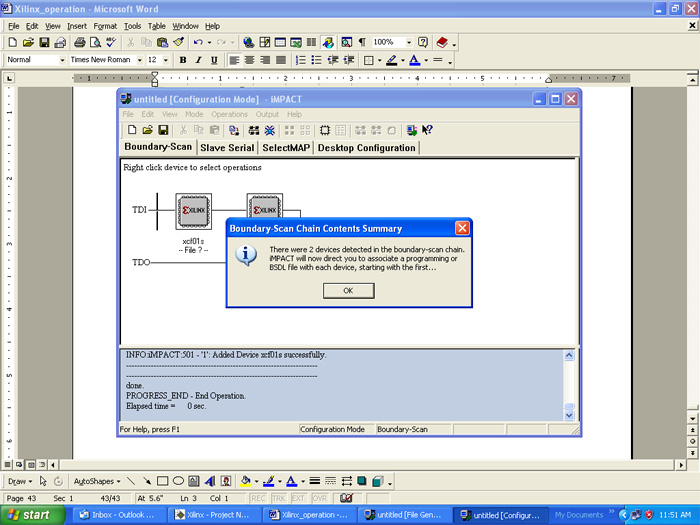 Screenshot of Boundary-Scan Chain Contents Summary in Xilinx