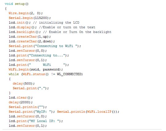 Screenshot of C Code used in Setup Function of ESP Modem based IoT Weather Station Screenshot of C Code used in Setup Function of ESP Modem based IoT Weather Station