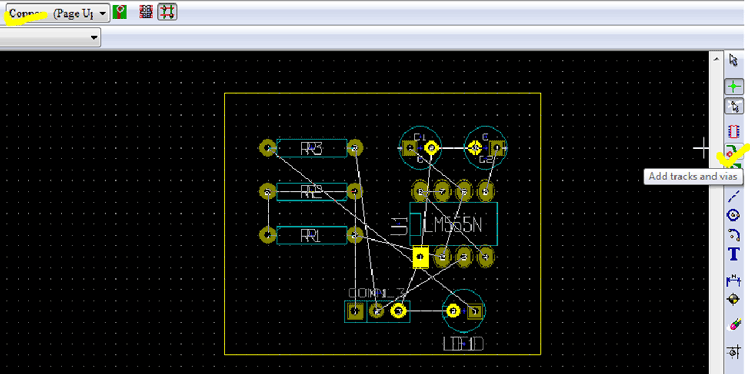 Screenshot of copper layer in KIcad