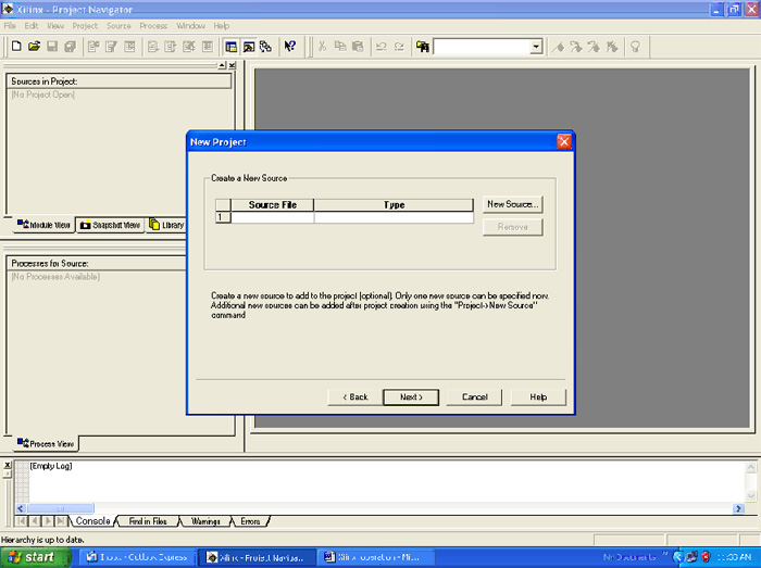 Screenshot of creating New Source in New Project Window Screenshot of creating New Source in New Project Window