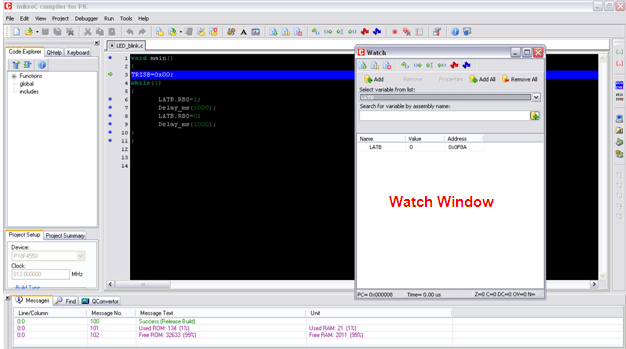 Screenshot of Debug Options in MikroC IDE Screenshot of Debug Options in MikroC IDE