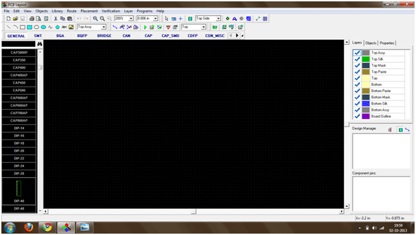 Screenshot of Diptrace Software used for Layout Design