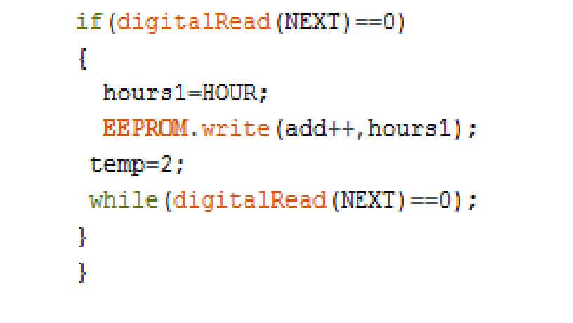 Screenshot of EEPROM related Arduino Code for Overcharging Protector Screenshot of EEPROM related Arduino Code for Overcharging Protector