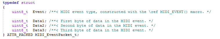 Screenshot of Event Packet in MIDIClassCommon.h File