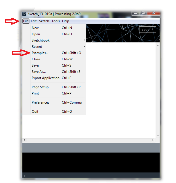 Screenshot of File Menu on PDE Screenshot of File Menu on PDE