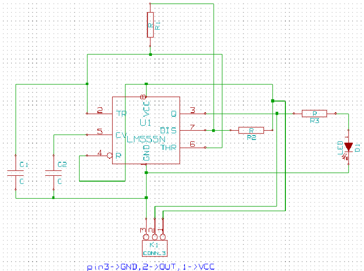 Screenshot of final circuit designed on KIcad