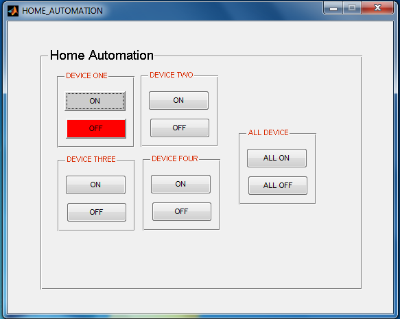 Screenshot of GUI for Home Automation System