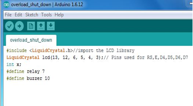 Screenshot of initialization in Arduino Code for Electricity Anti-Theft System