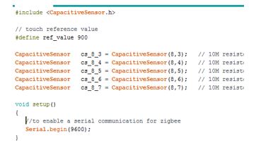 Screenshot of Initialization in Arduino Code on Transmitter Side of Wireless Robot Screenshot of Initialization in Arduino Code on Transmitter Side of Wireless Robot