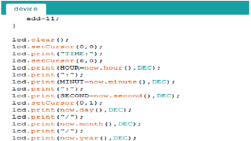 Screenshot of LCD related Arduino Code for Overcharging Protector Screenshot of LCD related Arduino Code for Overcharging Protector