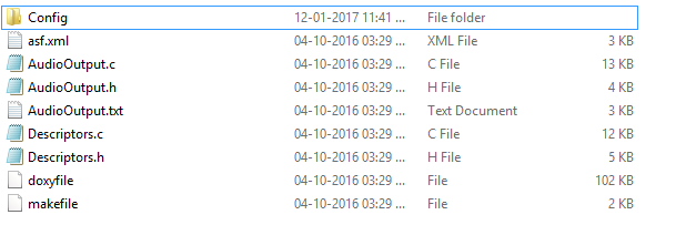 Screenshot of LUFA Library Folder on Windows