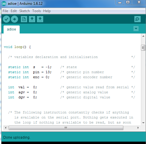 Screenshot of loop function in Arduino Code for Matlab controlled Home Automation System