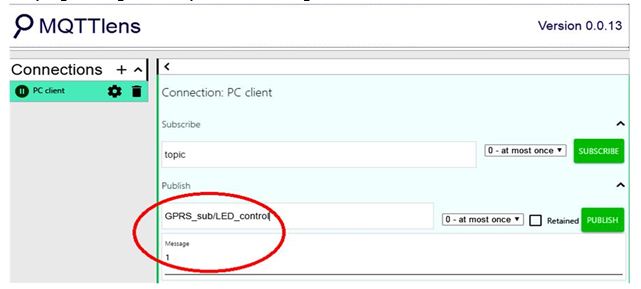 Screenshot of MQTT Message Sent from PC Client to Arduino Client via HiveMQ Broker Screenshot of MQTT Message Sent from PC Client to Arduino Client via HiveMQ Broker