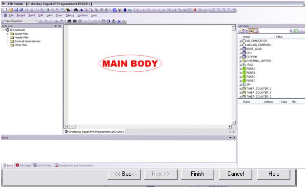 Screenshot of main window of AVR Studio 4