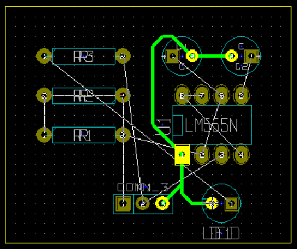 Screenshot of making tracks on PCB Layout in KIcad