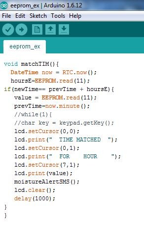 Screenshot of matchTIM Function in Arduino Code for Soil Moisture Detector and Mobile operated Automatic Water Pump Controller