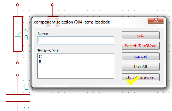 Screenshot of naming a component in KIcad