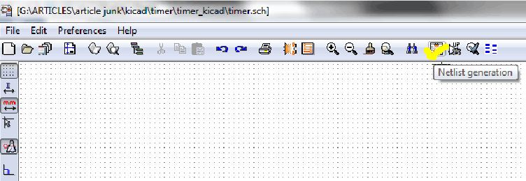 Screenshot of Netlist generation button in KIcad