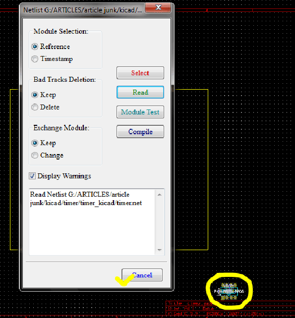 Screenshot of Netlist window in KIcad