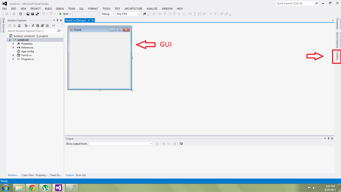 Screenshot of New Form on Microsoft Visual Studio