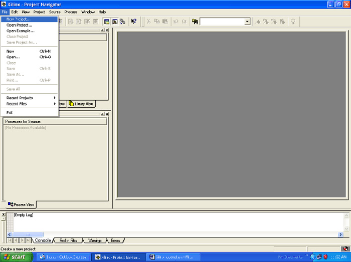 Screenshot of New Project in Xilinx Screenshot of New Project in Xilinx