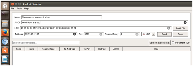 Screenshot of Packet Sender UDP Client