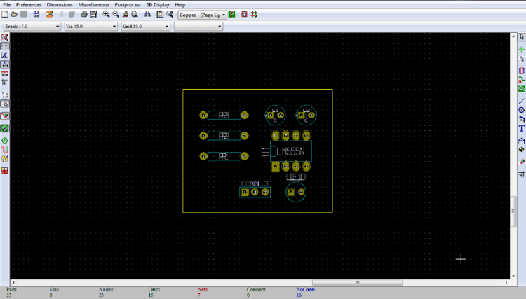 Screenshot of PCB layout after deleting block