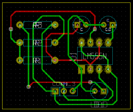 Screenshot of PCB layout in KIcad after routing