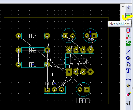 Screenshot of PCB Layout in KIcad