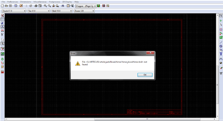 Screenshot of PCBnew window in KIcad