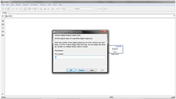 Screenshot of Pin Configuration window on Simulink