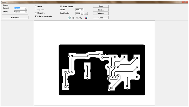 Screenshot of Print Preview of Bottom Side of Layout