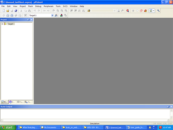 Screenshot of Project Creation on Keil Compiler