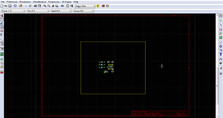 Screenshot of rearranged components in KIcad