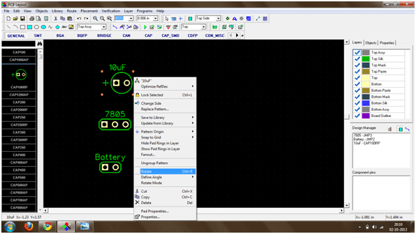 Screenshot of Rotating a Component on Diptrace