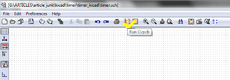 Screenshot of Run Cvpcb button in KIcad