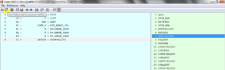 Screenshot of saving netlist button in Kicad