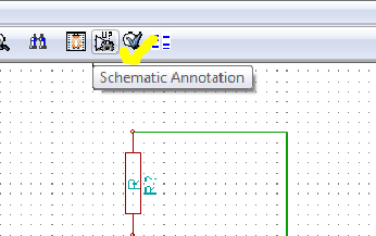 Screenshot of Schematic Annotation Button in KIcad