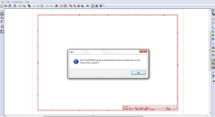 Screenshot of schematic editor window in KIcad