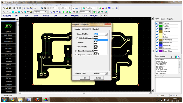 Screenshot of selecting a net on Diptrace