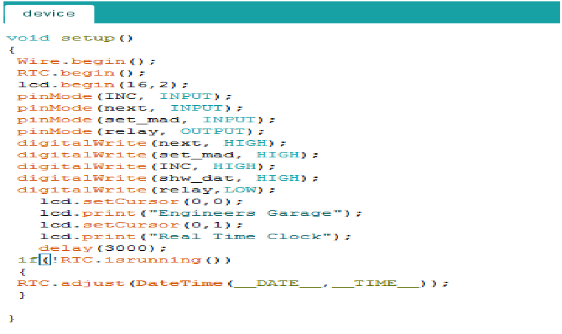 Screenshot of Setup Function in Arduino Code for Overcharging Protector Screenshot of Setup Function in Arduino Code for Overcharging Protector