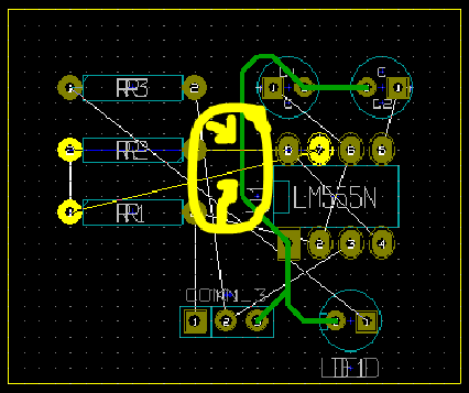 Screenshot showing trouble in connecting two components on PCB Layout